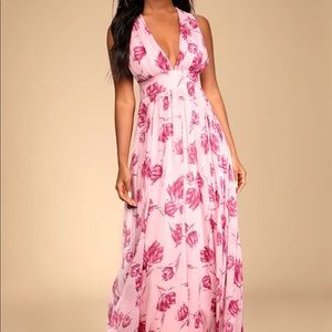 NWT - Lulus pink floral maxi dress XL